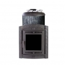 Банная печь ProMetall Атмосфера L в ламелях "Талькохлорид" наборный рисунок