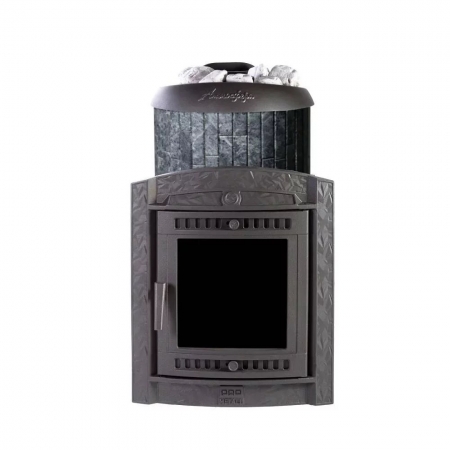 Банная печь ProMetall Атмосфера L в ламелях "Талькохлорид" наборный рисунок
