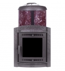 Банная печь ProMetall Атмосфера XL в ламелях "Россо Леванто" наборный рисунок